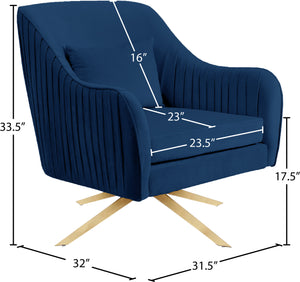 Paloma Velvet / Engineered Wood / Foam Contemporary Navy Velvet Accent Chair - 31.5" W x 32" D x 33.5" H