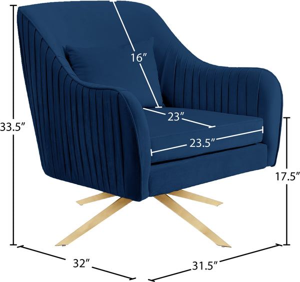Paloma Velvet / Engineered Wood / Foam Contemporary Navy Velvet Accent Chair - 31.5" W x 32" D x 33.5" H