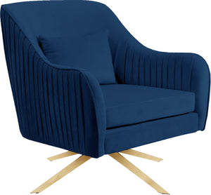 Paloma Velvet / Engineered Wood / Foam Contemporary Navy Velvet Accent Chair - 31.5" W x 32" D x 33.5" H