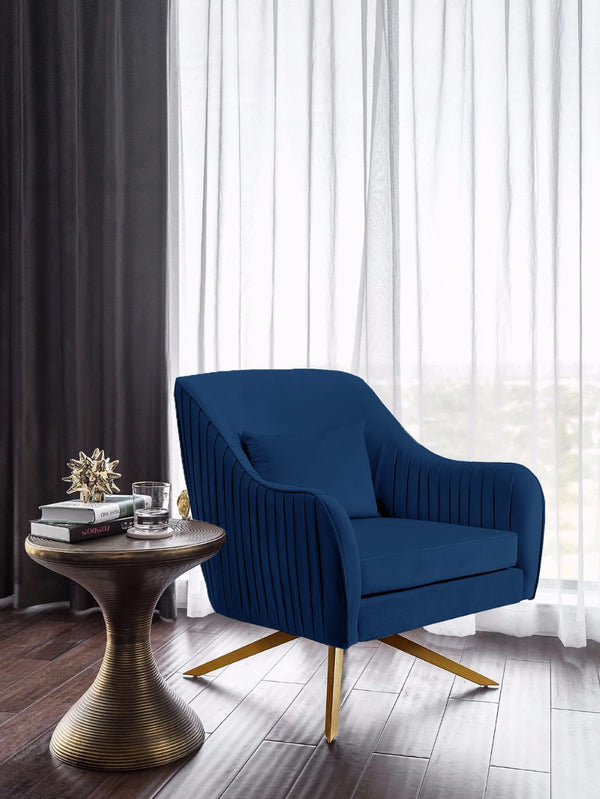 Paloma Velvet / Engineered Wood / Foam Contemporary Navy Velvet Accent Chair - 31.5" W x 32" D x 33.5" H
