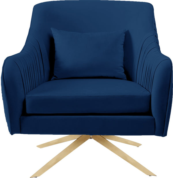 Paloma Velvet / Engineered Wood / Foam Contemporary Navy Velvet Accent Chair - 31.5" W x 32" D x 33.5" H