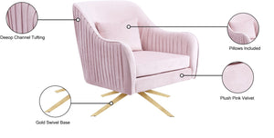 Paloma Velvet / Engineered Wood / Foam Contemporary Pink Velvet Accent Chair - 31.5" W x 32" D x 33.5" H