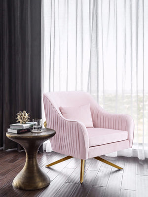 Paloma Velvet / Engineered Wood / Foam Contemporary Pink Velvet Accent Chair - 31.5" W x 32" D x 33.5" H