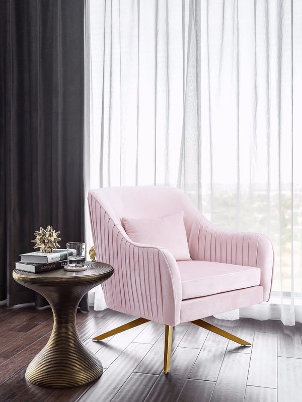 Paloma Velvet / Engineered Wood / Foam Contemporary Pink Velvet Accent Chair - 31.5" W x 32" D x 33.5" H