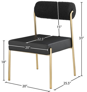 Carly Boucle Fabric / Faux Leather / Iron / Foam Contemporary Black Faux Leather Seat / Boucle Fabric Back Dining Chair - 20" W x 25.5" D x 33" H