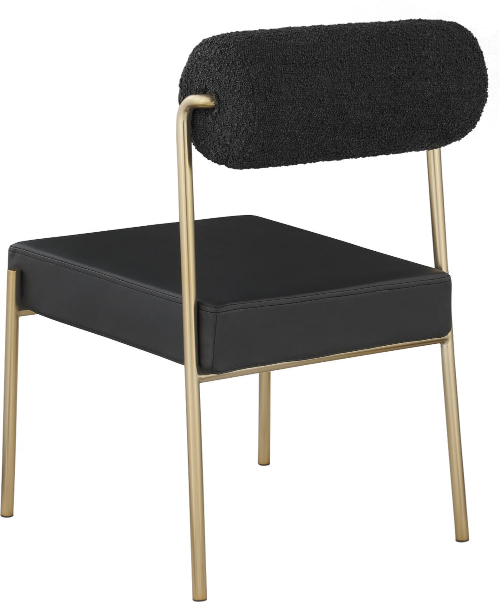 Carly Boucle Fabric / Faux Leather / Iron / Foam Contemporary Black Faux Leather Seat / Boucle Fabric Back Dining Chair - 20" W x 25.5" D x 33" H