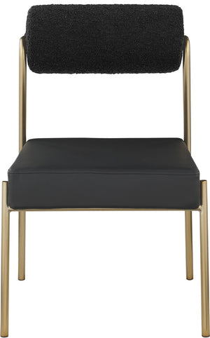 Carly Boucle Fabric / Faux Leather / Iron / Foam Contemporary Black Faux Leather Seat / Boucle Fabric Back Dining Chair - 20" W x 25.5" D x 33" H