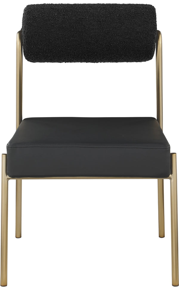 Carly Boucle Fabric / Faux Leather / Iron / Foam Contemporary Black Faux Leather Seat / Boucle Fabric Back Dining Chair - 20" W x 25.5" D x 33" H