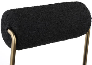 Carly Boucle Fabric / Faux Leather / Iron / Foam Contemporary Black Faux Leather Seat / Boucle Fabric Back Dining Chair - 20" W x 25.5" D x 33" H