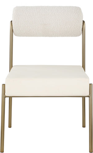 Carly Boucle Fabric / Faux Leather / Iron / Foam Contemporary Cream Faux Leather Seat / Boucle Fabric Back Dining Chair - 20" W x 25.5" D x 33" H
