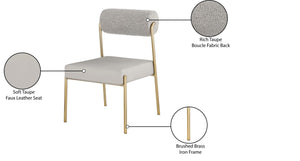 Carly Boucle Fabric / Faux Leather / Iron / Foam Contemporary Taupe Faux Leather Seat / Boucle Fabric Back Dining Chair - 20" W x 25.5" D x 33" H