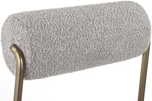 Carly Boucle Fabric / Faux Leather / Iron / Foam Contemporary Taupe Faux Leather Seat / Boucle Fabric Back Dining Chair - 20" W x 25.5" D x 33" H