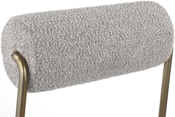 Carly Boucle Fabric / Faux Leather / Iron / Foam Contemporary Taupe Faux Leather Seat / Boucle Fabric Back Dining Chair - 20" W x 25.5" D x 33" H