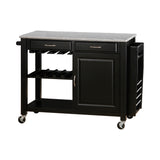 Casual Kitchen Cart with Granite Top Black