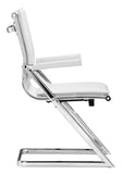 English Elm EE2948 100% Polyurethane, Steel Modern Commercial Grade Conference Chair Set - Set of 2 White, Silver 100% Polyurethane, Steel