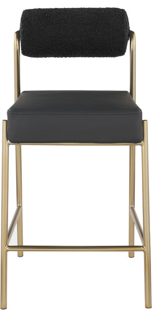 Carly Boucle Fabric / Faux Leather / Iron / Foam Contemporary Black Faux Leather Seat / Boucle Fabric Back Counter Stool - 18.5" W x 22.5" D x 37" H