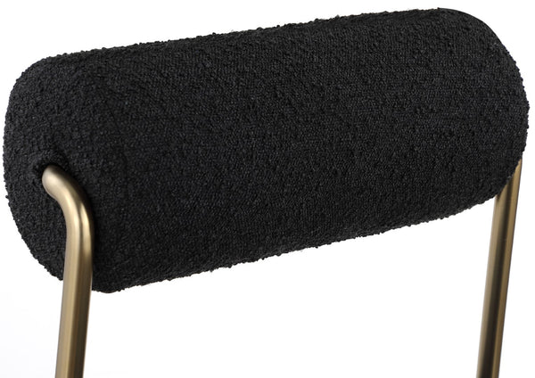 Carly Boucle Fabric / Faux Leather / Iron / Foam Contemporary Black Faux Leather Seat / Boucle Fabric Back Counter Stool - 18.5" W x 22.5" D x 37" H