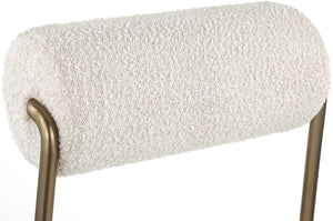 Carly Boucle Fabric / Faux Leather / Iron / Foam Contemporary Cream Faux Leather Seat / Boucle Fabric Back Counter Stool - 18.5" W x 22.5" D x 37" H