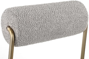 Carly Boucle Fabric / Faux Leather / Iron / Foam Contemporary Taupe Faux Leather Seat / Boucle Fabric Back Counter Stool - 18.5" W x 22.5" D x 37" H