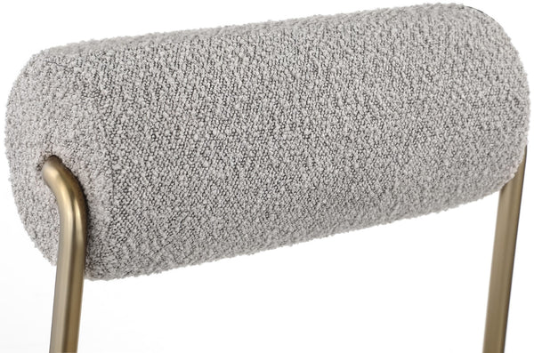 Carly Boucle Fabric / Faux Leather / Iron / Foam Contemporary Taupe Faux Leather Seat / Boucle Fabric Back Counter Stool - 18.5" W x 22.5" D x 37" H