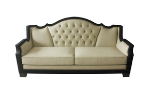 House Beatrice Transitional Sofa with 5 Pillows Beige PU(#G02), Black PU(#F6229-40A) & Charcoal Finish 58810-ACME