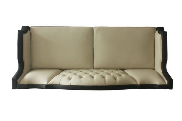 House Beatrice Transitional Sofa with 5 Pillows Beige PU(#G02), Black PU(#F6229-40A) & Charcoal Finish 58810-ACME