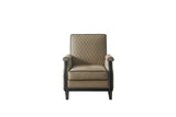 House Beatrice Transitional Accent Chair with Pillow Two Tone Mocha Fabric(#CX19141-4), Black PU(#F6229-40A) & Charcoal Finish 58813-ACME