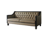 House Beatrice Transitional Sofa with 4 Pillows Tan PU(#G04), Black PU(#F6229-40A) & Charcoal Finish 58815-ACME
