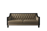 House Beatrice Transitional Sofa with 4 Pillows Tan PU(#G04), Black PU(#F6229-40A) & Charcoal Finish 58815-ACME