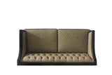 House Beatrice Transitional Sofa with 4 Pillows Tan PU(#G04), Black PU(#F6229-40A) & Charcoal Finish 58815-ACME