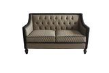 House Beatrice Transitional Loveseat with 3 Pillows Tan PU(#G04), Black PU(#F6229-40A) & Charcoal Finish 58816-ACME