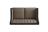 House Beatrice Transitional Loveseat with 3 Pillows Tan PU(#G04), Black PU(#F6229-40A) & Charcoal Finish 58816-ACME