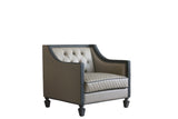 House Beatrice Transitional Chair with Pillow Tan PU(#G04), Black PU(#F6229-40A) & Charcoal Finish 58817-ACME