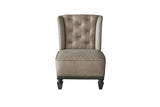 House Marchese Transitional Accent Chair with Pillow Two Tone Beige Fabric & Tobacco Finish 58868-ACME