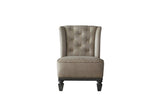 House Marchese Transitional Accent Chair with Pillow Two Tone Beige Fabric & Tobacco Finish 58868-ACME