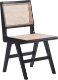 Preston Natural Cane / Rubberwood Mid-Century Black Wood Dining Side Chair - 18.5" W x 22" D x 34.5" H