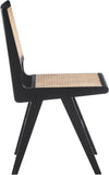 Preston Natural Cane / Rubberwood Mid-Century Black Wood Dining Side Chair - 18.5" W x 22" D x 34.5" H