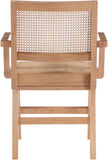 Preston Natural Cane / Rubberwood Mid-Century Natural Wood Dining Arm Chair - 23" W x 22" D x 34.5" H