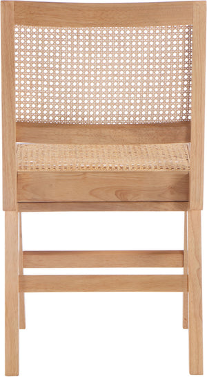 Preston Natural Cane / Rubberwood Mid-Century Natural Wood Dining Side Chair - 18.5" W x 22" D x 34.5" H