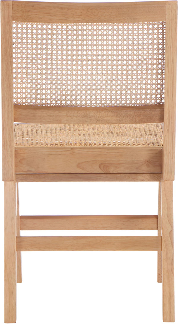 Preston Natural Cane / Rubberwood Mid-Century Natural Wood Dining Side Chair - 18.5" W x 22" D x 34.5" H