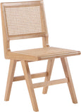Preston Natural Cane / Rubberwood Mid-Century Natural Wood Dining Side Chair - 18.5" W x 22" D x 34.5" H