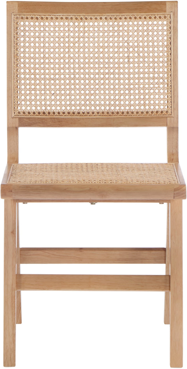 Preston Natural Cane / Rubberwood Mid-Century Natural Wood Dining Side Chair - 18.5" W x 22" D x 34.5" H