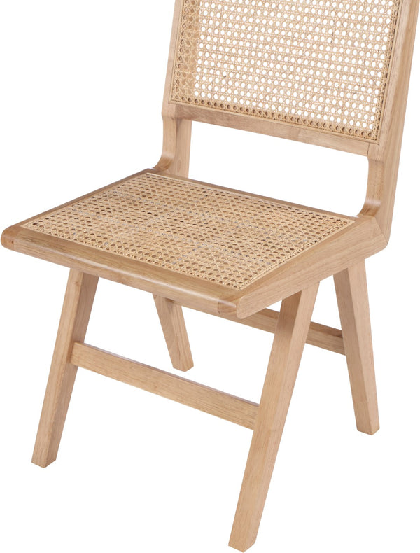 Preston Natural Cane / Rubberwood Mid-Century Natural Wood Dining Side Chair - 18.5" W x 22" D x 34.5" H