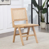Preston Natural Cane / Rubberwood Mid-Century Natural Wood Dining Side Chair - 18.5" W x 22" D x 34.5" H