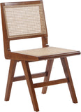 Preston Natural Cane / Rubberwood Mid-Century Walnut Wood Dining Side Chair - 18.5" W x 22" D x 34.5" H