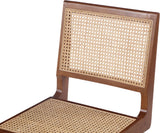 Preston Natural Cane / Rubberwood Mid-Century Walnut Wood Dining Side Chair - 18.5" W x 22" D x 34.5" H