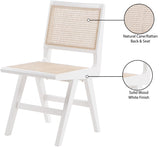 Preston Natural Cane / Rubberwood Mid-Century White Wood Dining Side Chair - 18.5" W x 22" D x 34.5" H