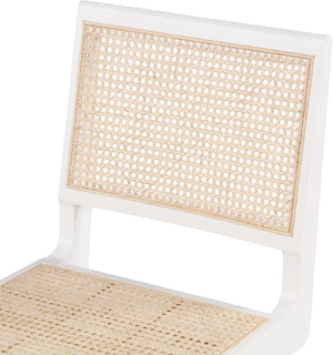 Preston Natural Cane / Rubberwood Mid-Century White Wood Dining Side Chair - 18.5" W x 22" D x 34.5" H