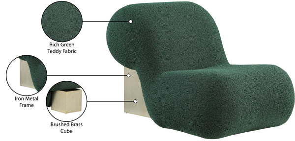 Quadra Boucle Fabric / Iron / Foam Contemporary Green Fabric Accent Chair - 30" W x 41.5" D x 28" H
