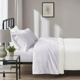 Oversized Flannel Casual 100% Cotton Flannel Oversized Sheet Set in Grey Petals